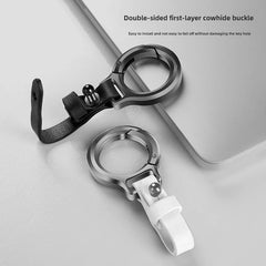 Leather Car Keychain Pendant Key Ring Chain Hanging Men Women Gift Universal Durable Metal Ring Creative Keychain Car Styling