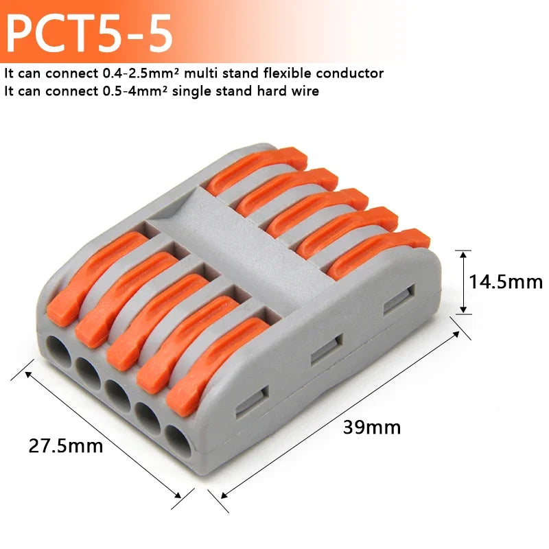1~100pcs Quick PCT lamp Wire Connector Universal Parallel Wire Junction Box 0.08-4.0mm2 Push-in Conductor Wire Terminal Block
