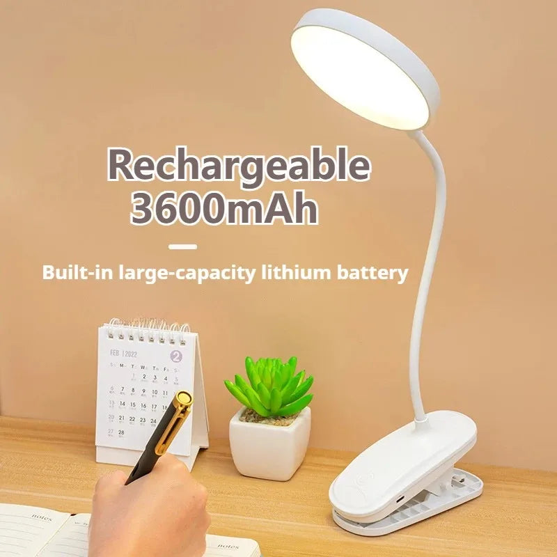 Led Table Lamp USB Rechargeable Night Light with Folding Clamp Study Stand Read Lamp Touch 3 Modes Dimming Eye Protection Light