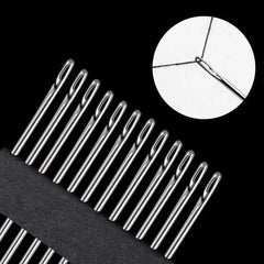 36/12PCS Blind Needle Elderly Needle-side Big Hole Hand Stainless Steel Sewing Needless Threading Household DIY Sewing Needles