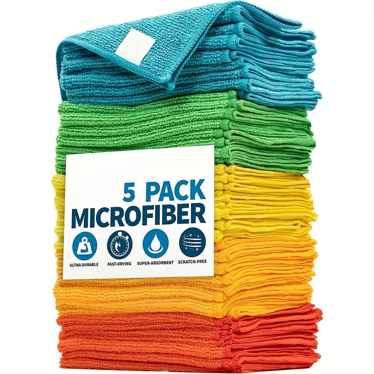 10Microfiber Cleaning Cloth, Dishwashing Cloth Household Rag Kitchen Bathroom Cleaning Towel Durable Absorbent Towel