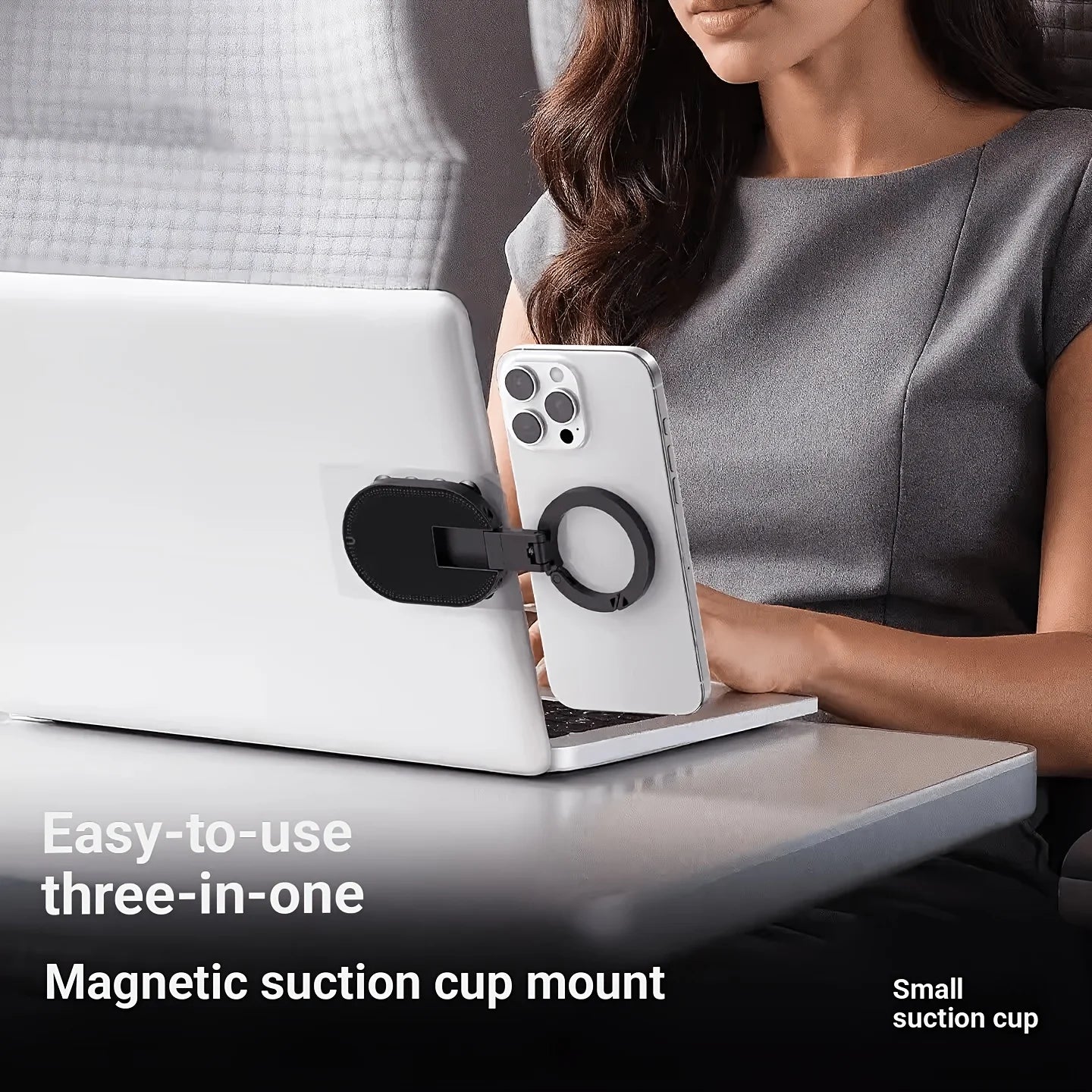 3-in-1 Magnetic Phone Holder Suction Cup Carabiner 360° Rotatable Foldable Portable Lazy Stand for Phone Tablet Desktop Wall
