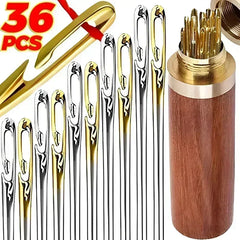 36/12PCS Blind Needle Elderly Needle-side Big Hole Hand Stainless Steel Sewing Needless Threading Household DIY Sewing Needles