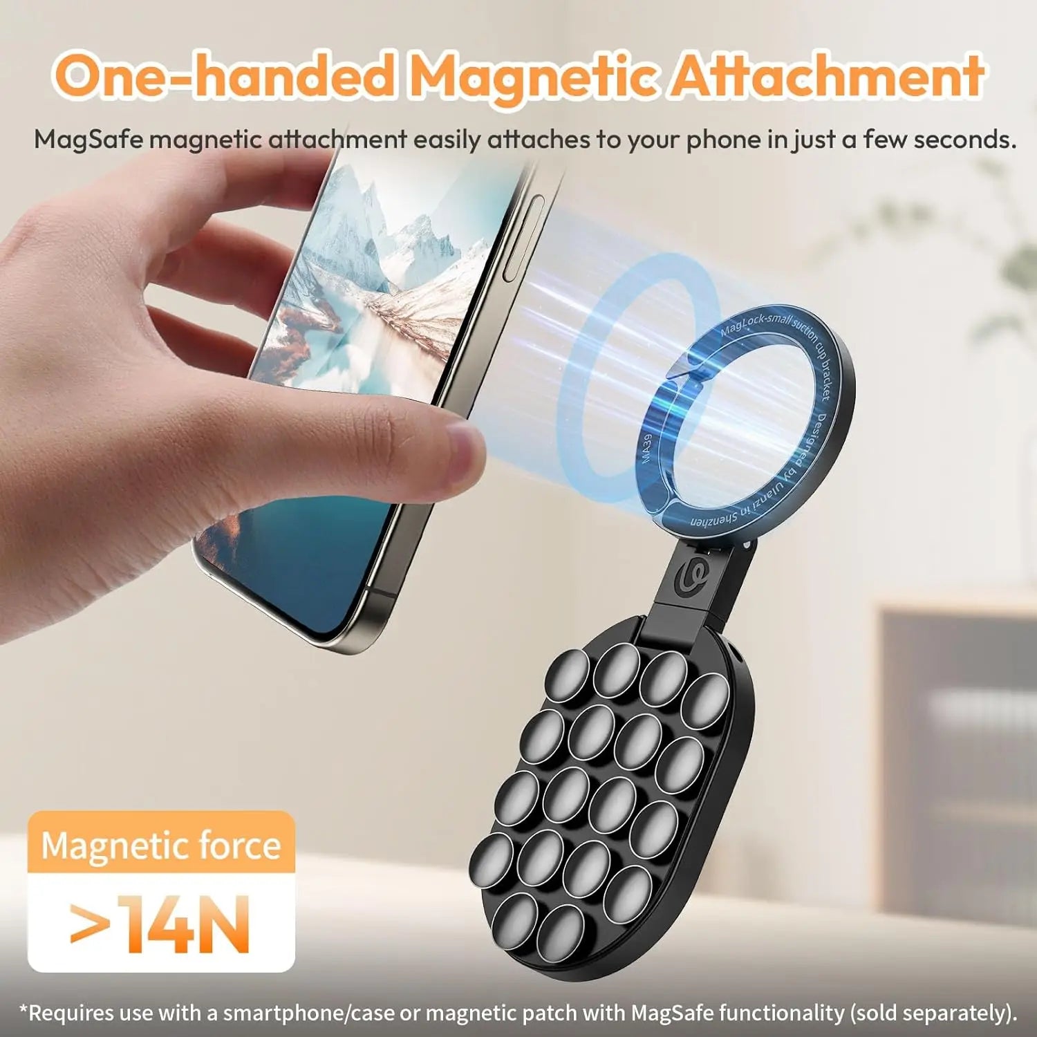 Ulanzi MA39 Magnetic Smartphone Desktop Stand With Suction Cup for iPhone Aluminium Mini Pocket Stand for Glass Windows Laptop