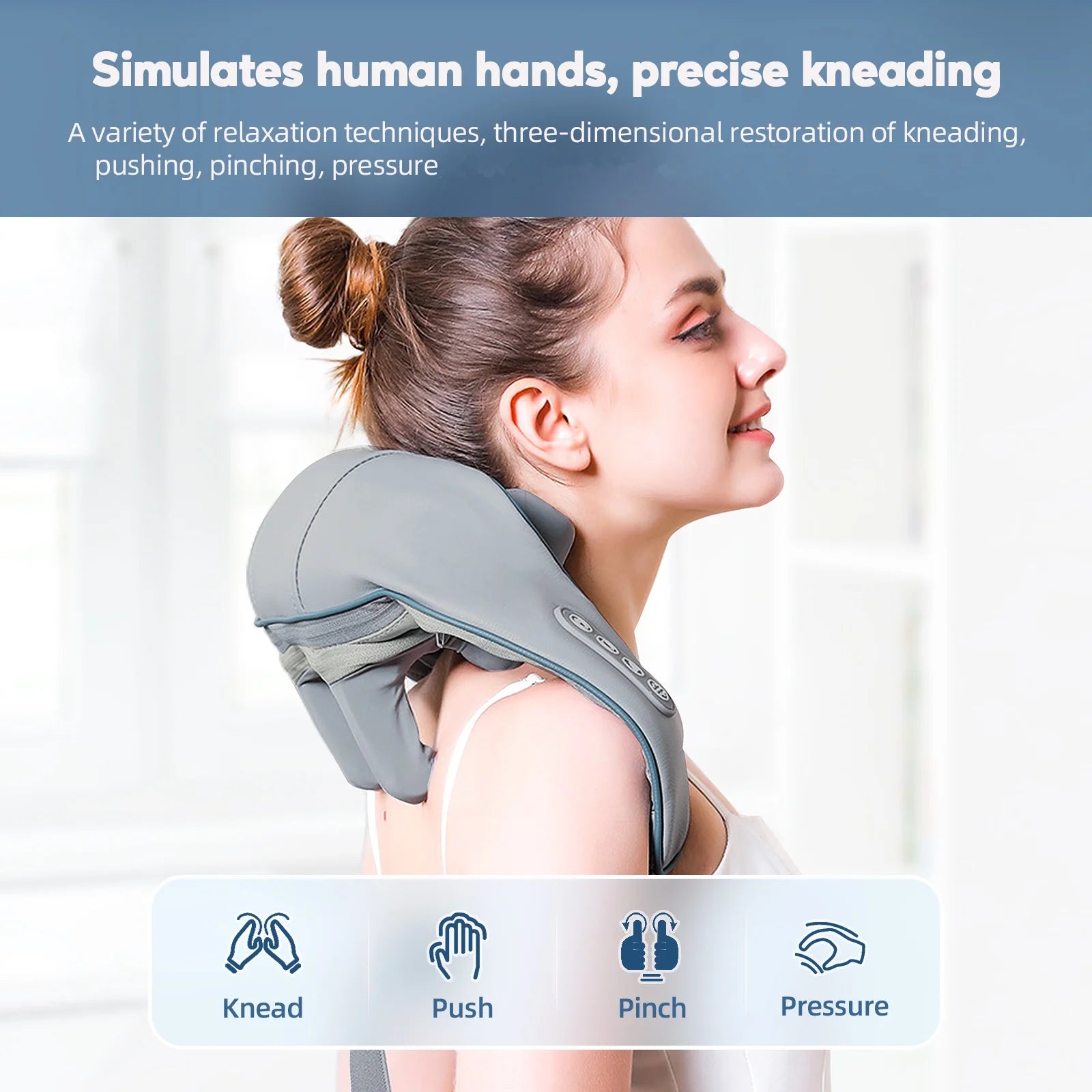 Foreverlily  Neck And Shoulder Massager Wireless Shoulder And Back Kneading Massage Shawl Trapezius Neck Cervical masajeador