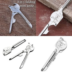 8-in-1 Multi-Tool Keychain for Camping & Survival | Folding Screwdriver, Bottle Opener | Compact Outdoor Utility Pliers with Key