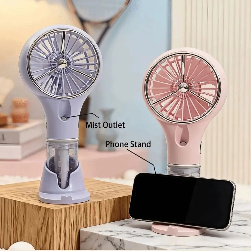 Mini Portable Handheld Fan Cooling Bracket Base Electric Hand Fan USB Rechargeable Hydrating Spray Pocket Fan Summer Use
