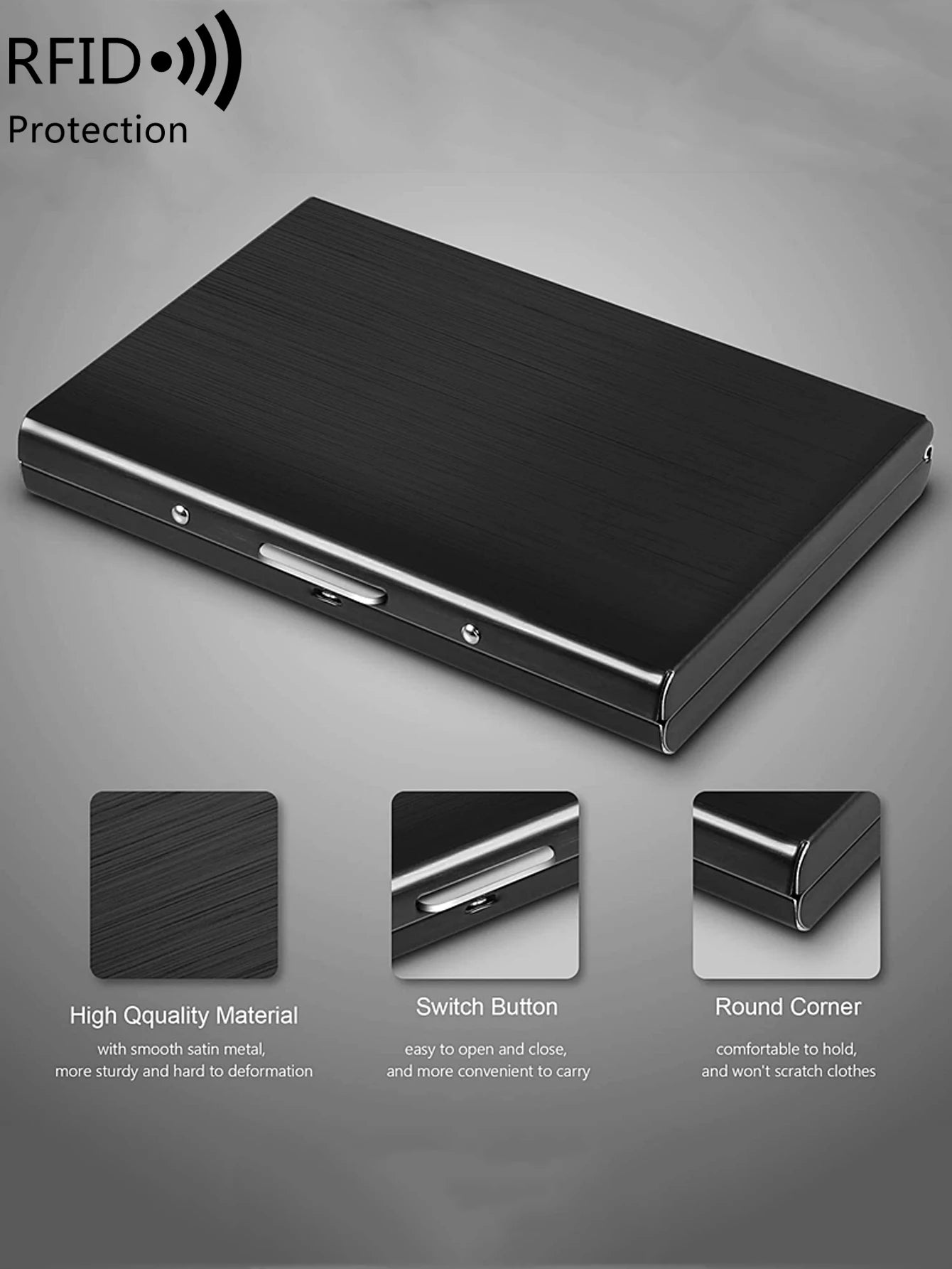 MIYIN credit card holder stainless steel credit card holder metal ID card holder RFID wallet female or male business card holder