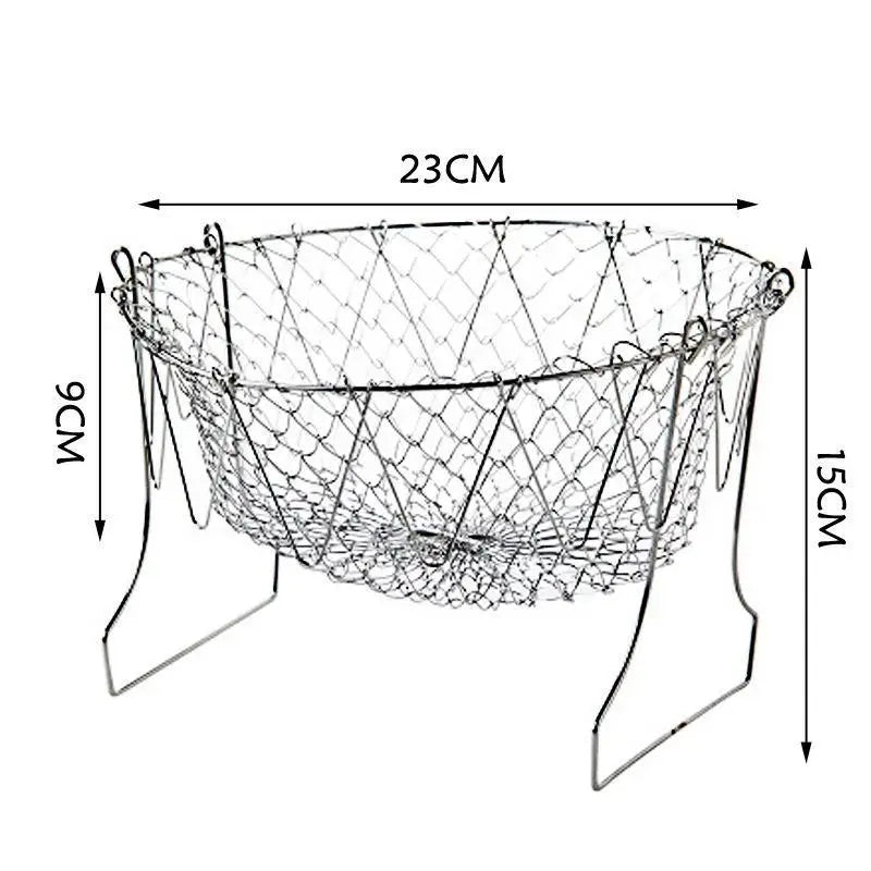 1pcs Stainless Steel Foldable Multifunctional Fryer Basket French Fry Strainer Kitchen Appliance Is Durable
