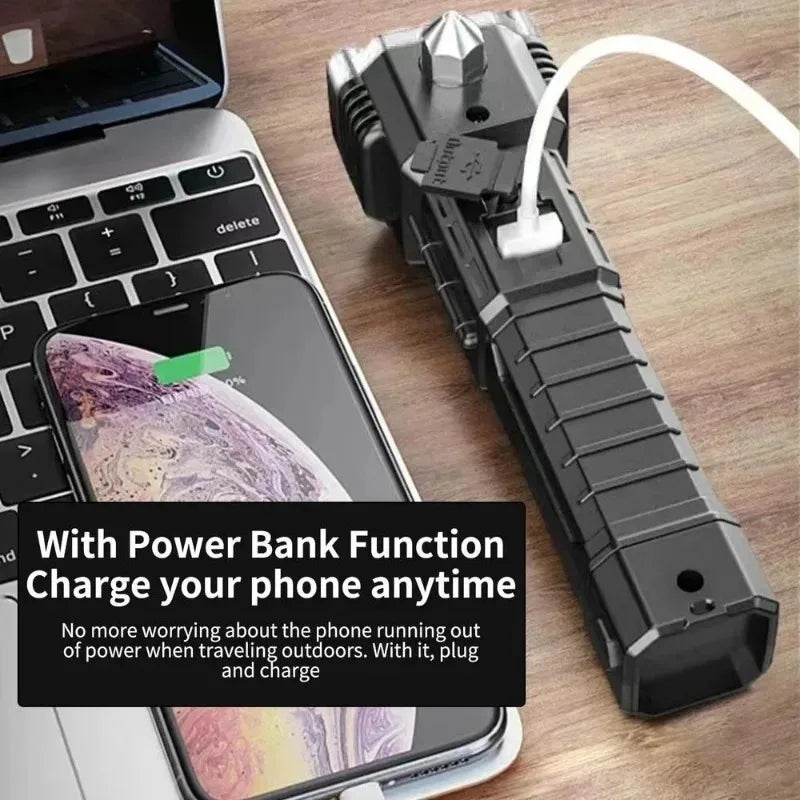 Waterproof multi-functional hand lamp, which can be used as a car safety hammer and a lighting lamp for outdoor family camping