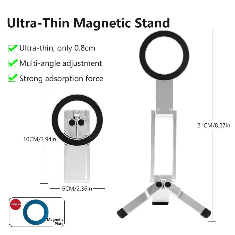 Portable Phone Holder Stand Foldable Magnetic Cell Phones Tripod Mount For iPhone 16 15 14 13 12 Pro Max Xiaomi Huawei