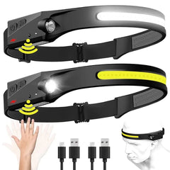 LED Induction Headlamp Camping Search Light USB Rechargeable Headlight Led Head Torch Work Light With Built-in Battery