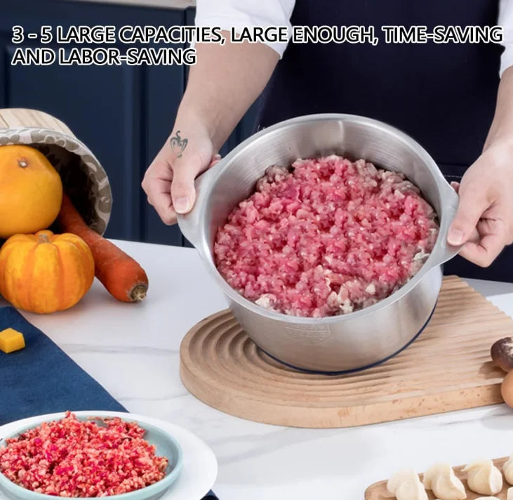 Kitchen Multi-functional Salad Vegetable Stainless Steel Meat Grinder for Baby Food, Onion and Fruits