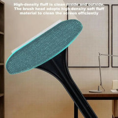 2 in 1 Window Screen Cleaner Brush Extendable Handle Dual Sided Squeegee Scrubber No Disassembly Required Anti Dust Cleaning Too