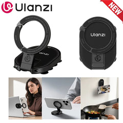 Ulanzi MA39 Magnetic Smartphone Desktop Stand With Suction Cup for iPhone Aluminium Mini Pocket Stand for Glass Windows Laptop