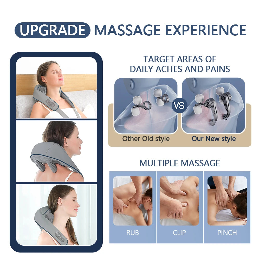 Foreverlily  Neck And Shoulder Massager Wireless Shoulder And Back Kneading Massage Shawl Trapezius Neck Cervical masajeador