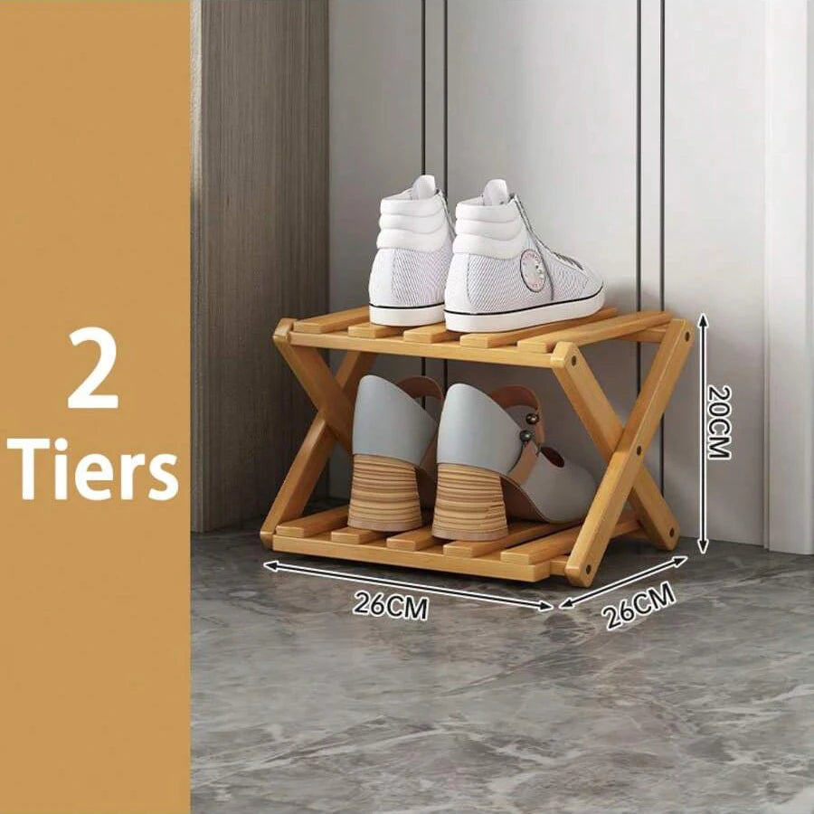 7 Tiers Bamboo Shoe Rack Without Installation Small Shoe Rack, Foldable Shoe Storage Rack, Shoe Organizer for Entryway