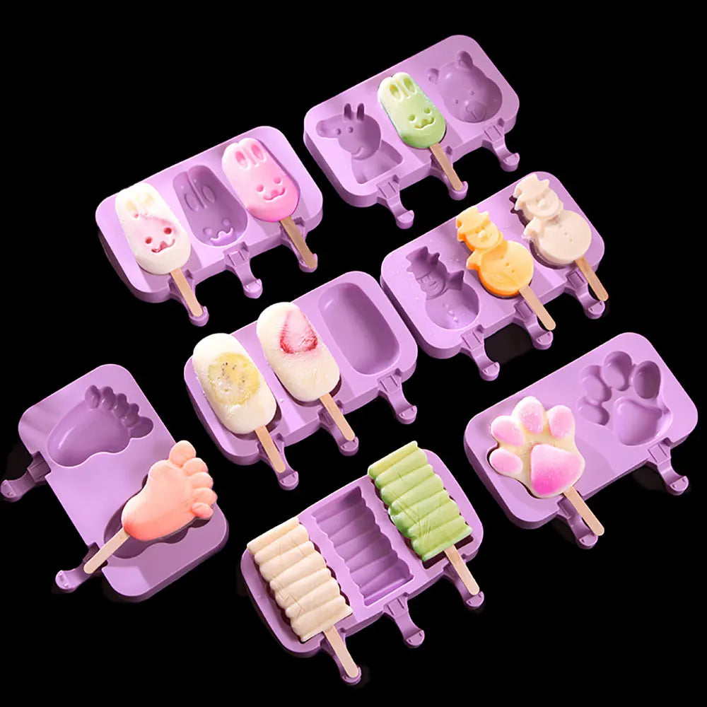 Silicone World DIY Ice Cream Silicone Molds Homemade Handheld Popsicle Mold Cheese Stick Mold Ice Pop Ice Tray With Lid