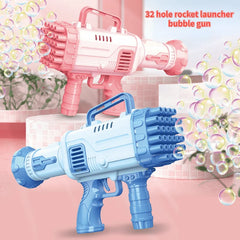 32 Hole Rocket Launcher Bubble Gun, Fully Automatic Bubble Machine, Handheld Porous Children's Toy