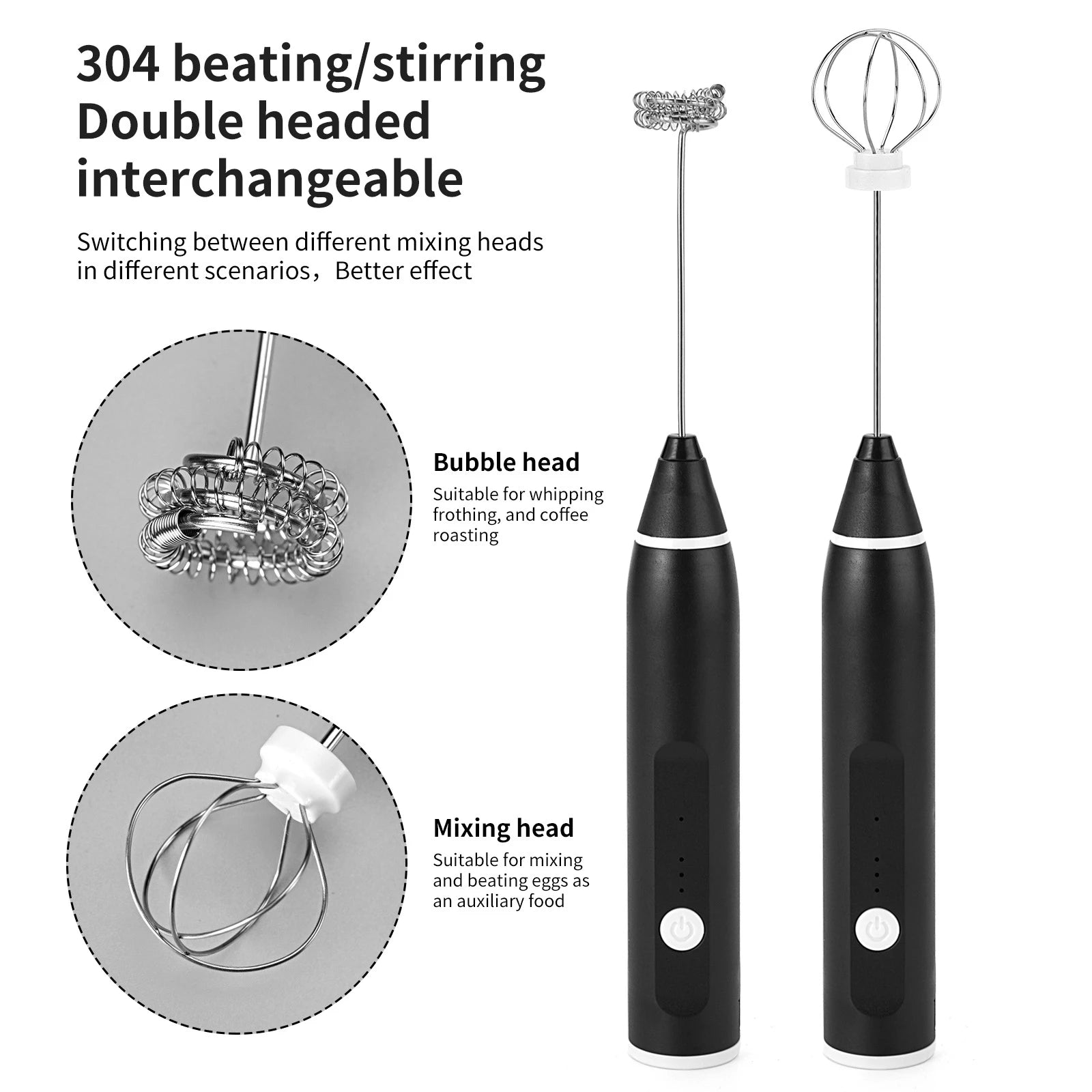 Powerful Milk Frother Wand Mini Handheld Milk Frother Whisk Rechargeable Drink Mixer for Coffee Lattes